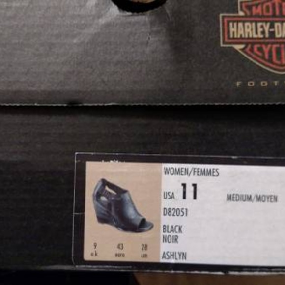 Ladies Harley Davidson Black Wedge Sandals - Picture 7 of 7